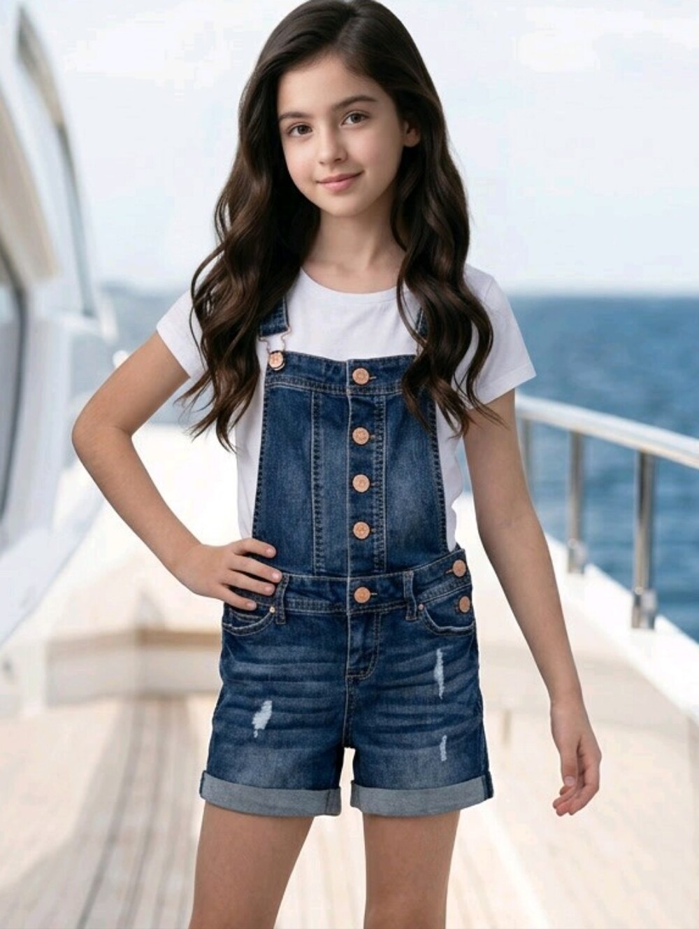 Celebrity Pink Girls 8 Denim Shortalls Distressed Jean Overalls Cuffed Y2K 90s
